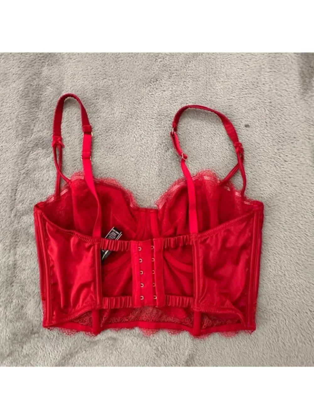 Victoria's Secret 34DD 34E Red Dream Angels Unlined Balconet Bra Bustier Corset